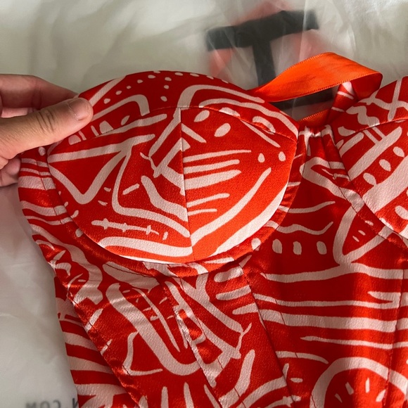 SHEIN Privé Allover Print
Grommet Lace Up Bustier Tube Top SIZE XS ORANGE & PINK - Picture 4 of 13